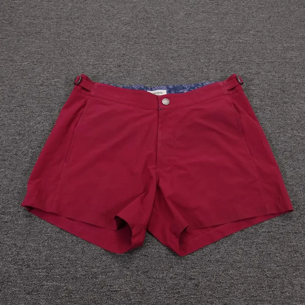 Bonobos Swim Trunks Shorts Mens Medium Red Solid 4 Inseam Mesh Lined Quick Dry